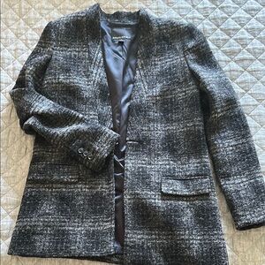 Banana Republic Gray Plaid Open Front Blazer
